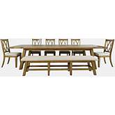 Telluride 8 Piece Dining Set in Distressed Pine & Neutral Fabric